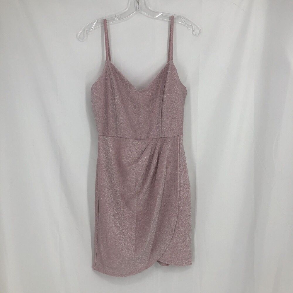 Miami For Francesca's Womens Pink Sparkle Spaghetti Strap Mini Dress Size M